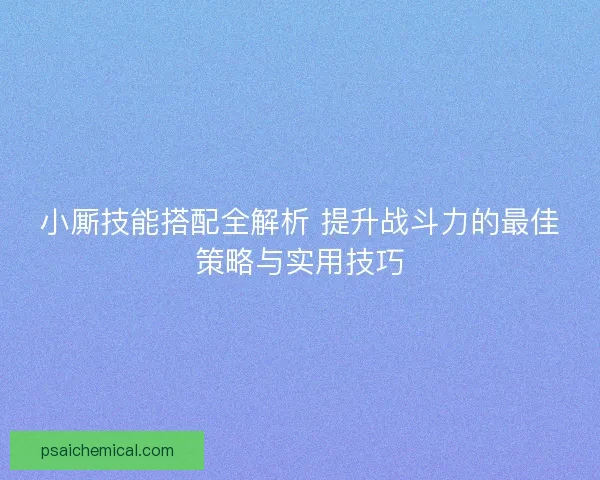 小厮技能搭配全解析 提升战斗力的最佳策略与实用技巧